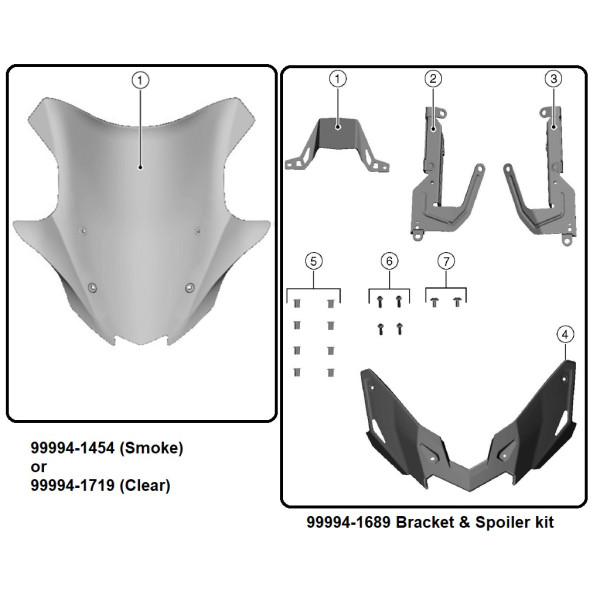 Kawasaki Large Smoke Windshield Bracket Kit